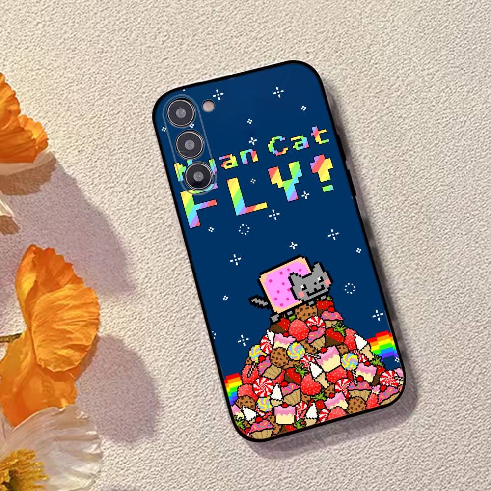 Милый Чехол-Телефон Кот N-Nyan Силиконовый Мягкий Для Samsung Galaxy A73,A72,A71,A70,A53,A52,A51
