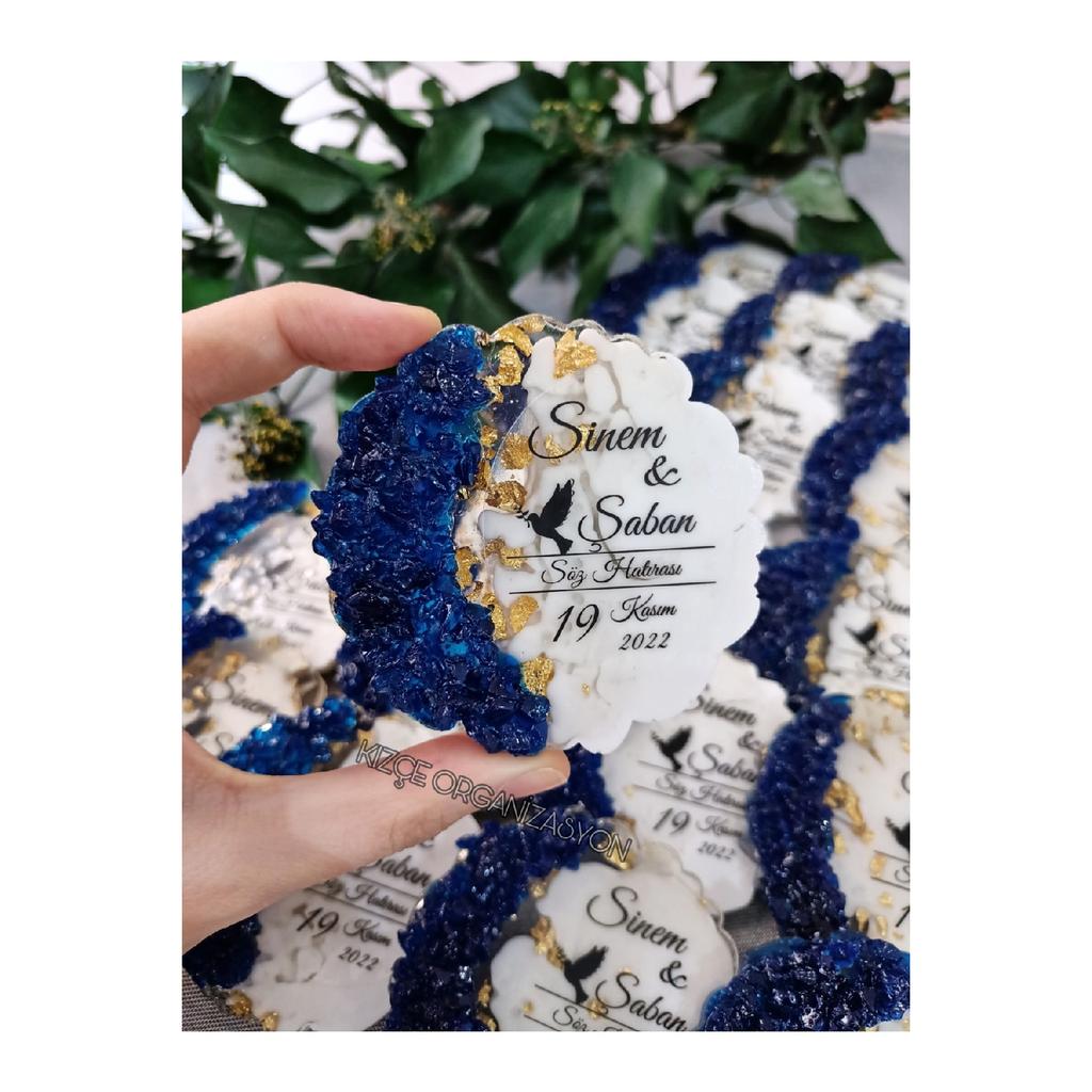 Свадебный подарок на помолвку, эпоксидный магнит с каменными краями (30 штук)