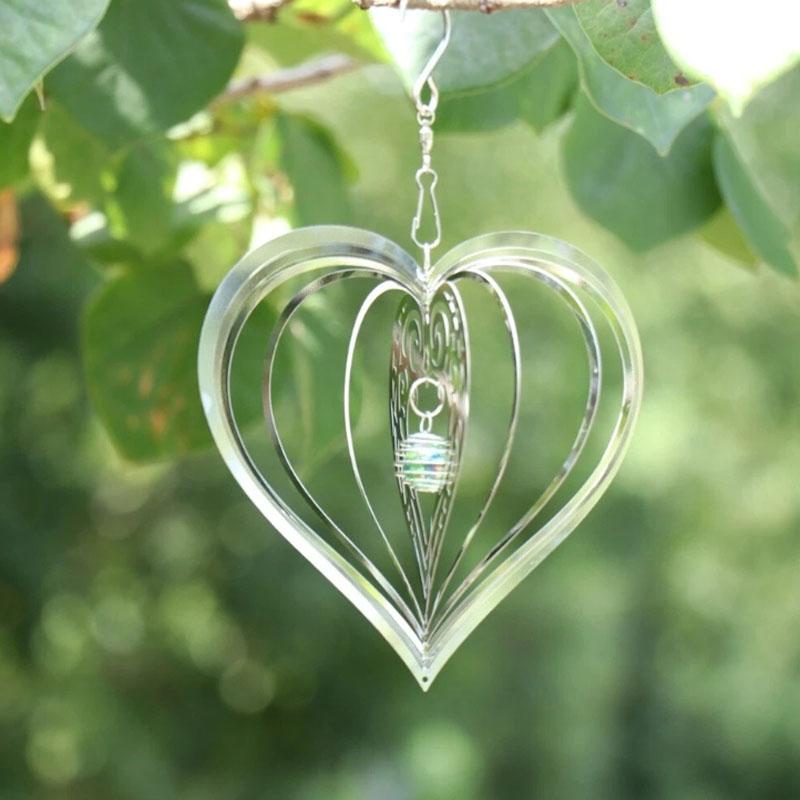 1Pc Stainless Steel Rotating Wind Spinner Hanging Decorations Garden