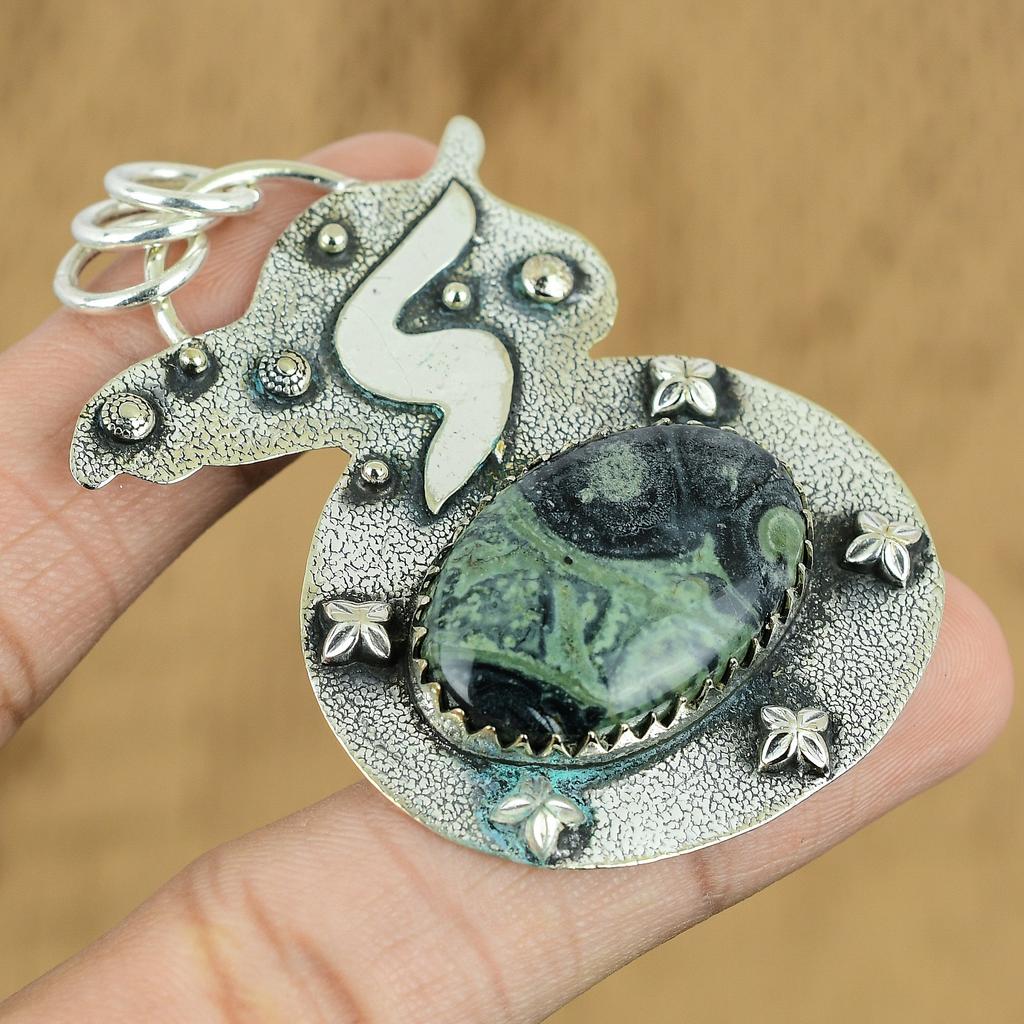 Natural Kambaba Jasper Gemstone Jewelry 925 Sterling Silver Pendant For Women