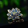 Elegant Chinese Lotus Enamel Zircon Brooch for Cheongsam Dress