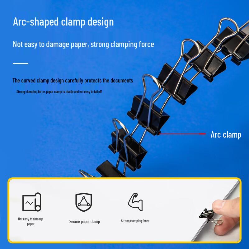 Deli 15mm Black Metal Binder Clips - 5 Tubes