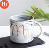 Hi European Gold Stamping Mark Loving Cup of Coffee Sir MS Letter Men Women Ceramic Mugs Marble Cup