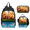 Hoppers Beaver Metamorphosis Print 3-Piece Set School Backpack Lunch Bag Pencil Case Cartoon Student Set