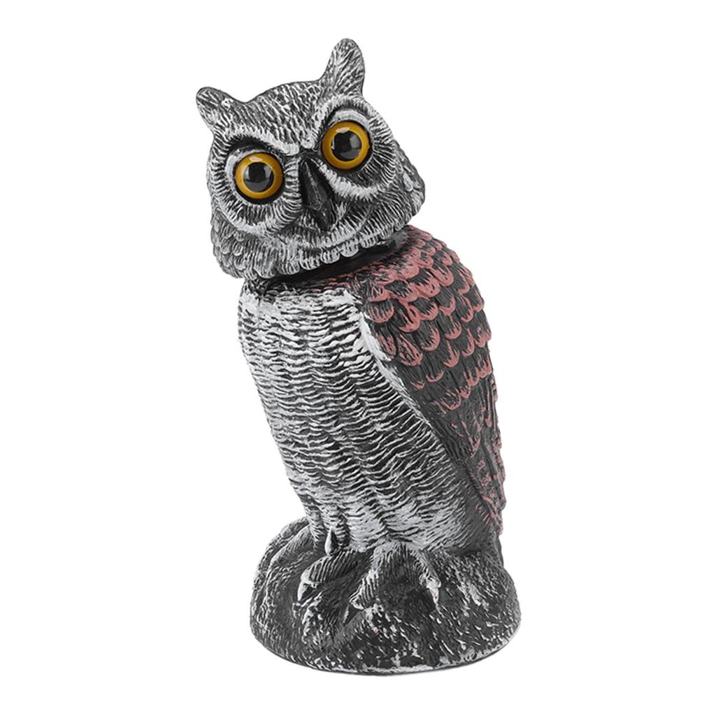 Owl Decoy Plastic Striped Small Shakeable Waterproof Vivid Shape Fake Owl Scarecrows for Courtyards