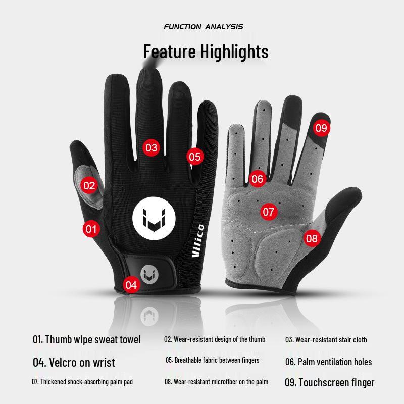 Summer Non-Slip Shock-Absorbing Cycling Gloves for Men and Women – High Temp Resistant Long Finger MTB Gloves