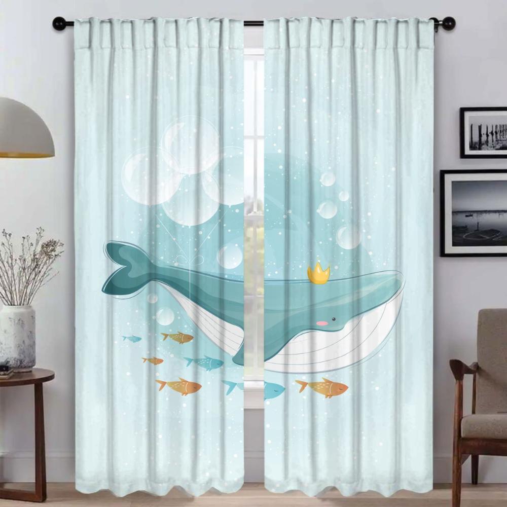 Cute Animals Shades Kitchen Curtains 2 Pieces Home Interior Curtains for Camera Blackout Curtain Tulle for Bedroom Partition