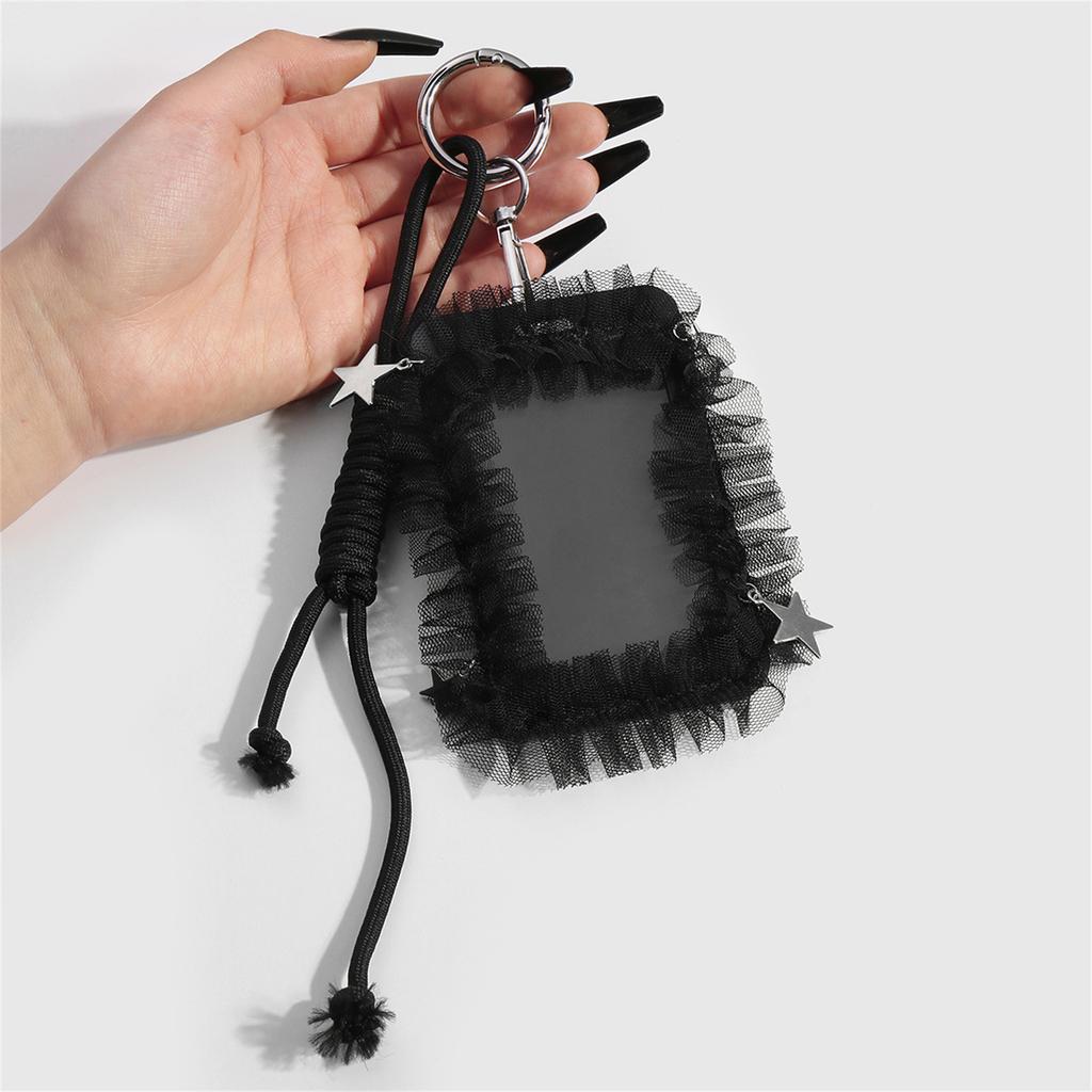 Готический держатель для фотокарточек Кружевной держатель для фотокарточек K-pop с брелоком Держатель для ID-карты Подвеска-брелок Рукава для студенческого билета