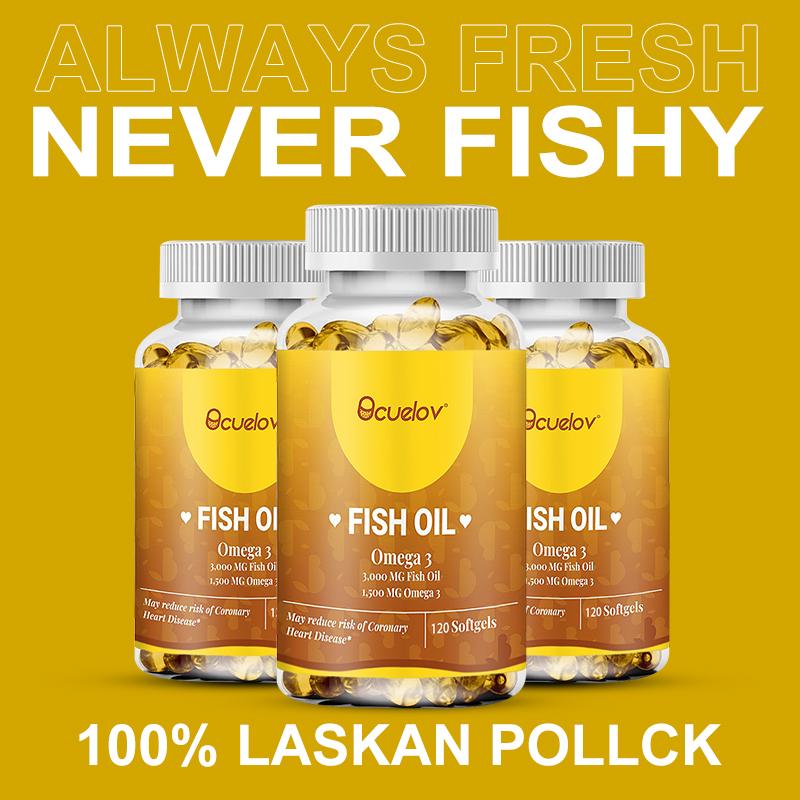 Bcuelov Deep Sea Fish Oil Soft Capsules contain 3000mg fish oil to enhance immunity 120 capsules