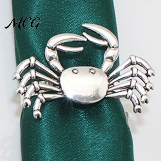 Fade Resistant Napkin Rings Crab Ring, Reusable Metal Holder, Coastal Sea Life Holder for Summer Gatherings Beach House Parties Wedding Decor