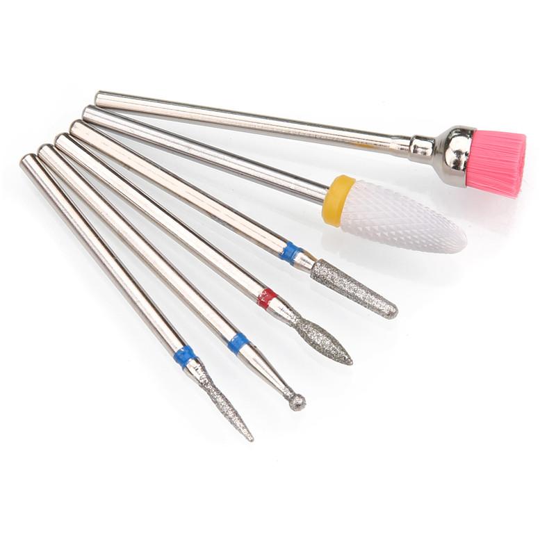 6 шт. алмазные фрезы для ногтей, набор сверл для маникюра, аксессуары для педикюра, электрическая машина, кисточка для ногтей, инструменты для заусенцев