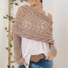 Women Knitting Shawl Solid Color Soft Fluffy Material Long Sleeve Shawl Hollow Design Autumn Winter Shawl Coat