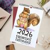 2026 Милые Животные Купальник Настенный Календарь 12-Месячный Подвесной Планировщик Календарь со Смешной Животной Тематикой для Дома