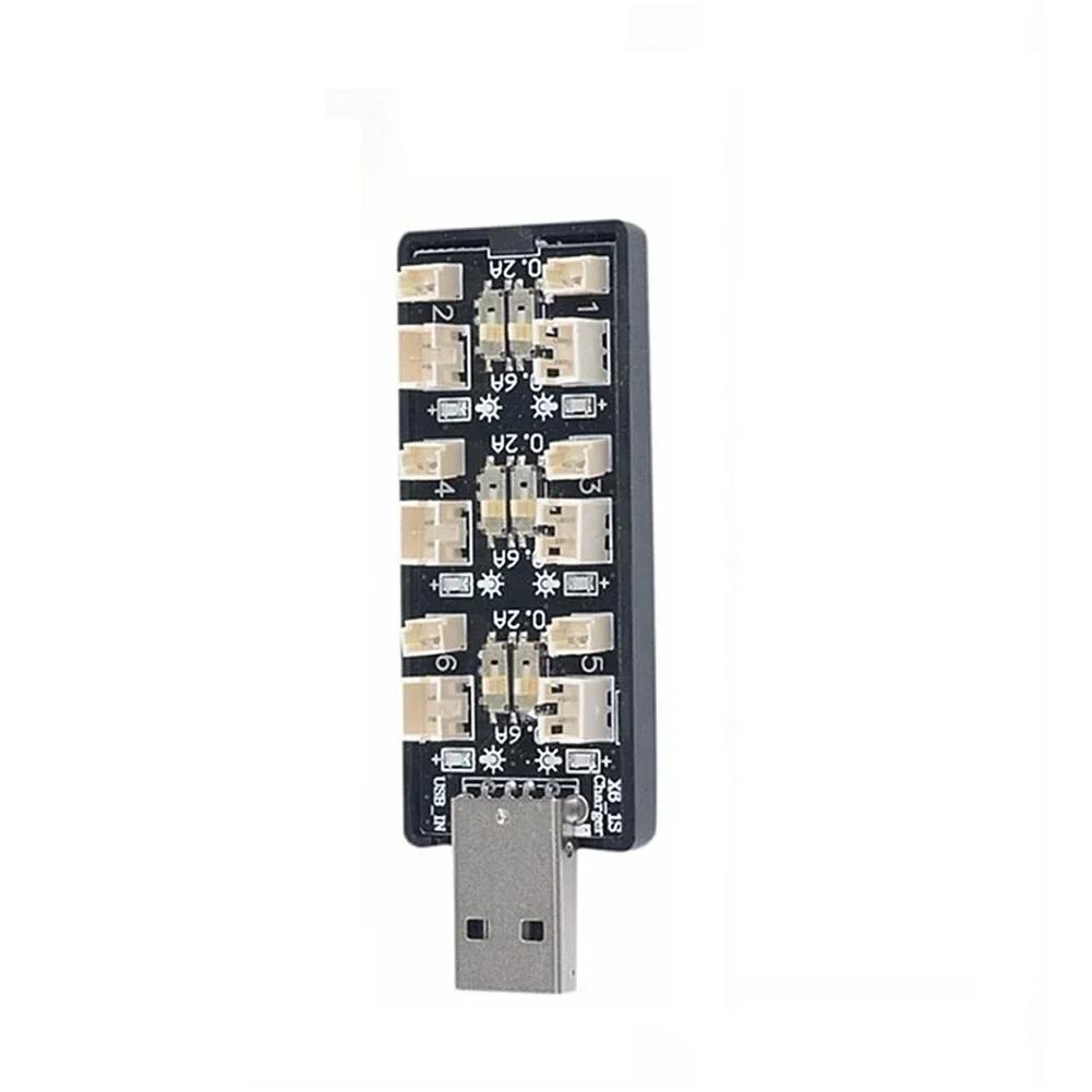 USB 6-канальная плата зарядки для аккумуляторов LIPO и LiHV 2,5 В - 4,35 В с регулируемым током 0,2 А или 0,6 А для аккумуляторных блоков RC