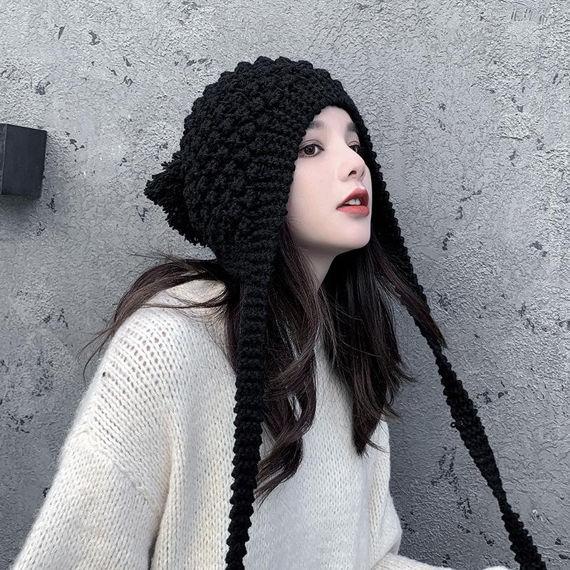 Ретро-ушная защитная шерстяная шапка женская осенне-зимняя теплая вязаная шапка Baotou Tide Lei Feng Hat