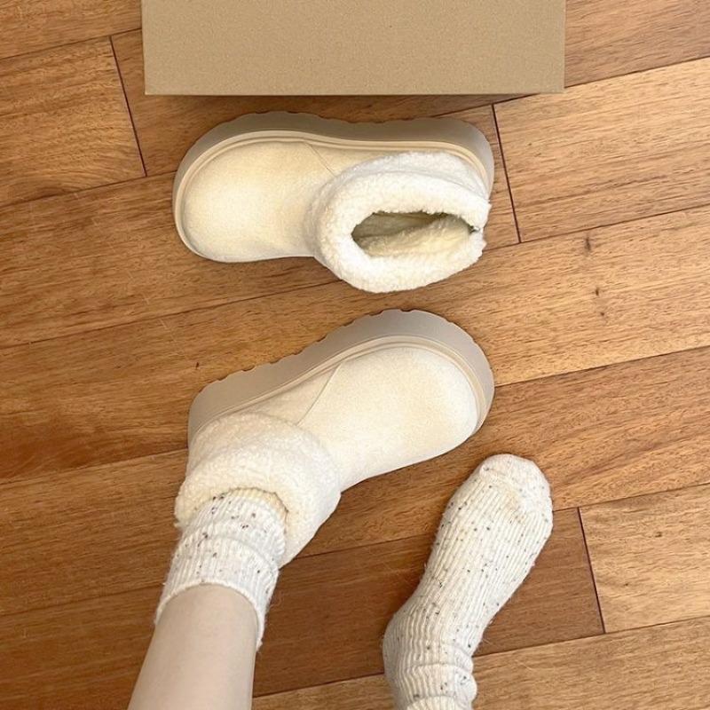 Warm Martin Boots Winter New Fleece Thickened Heightening Snow Boots Women's Muffin Thick Sole