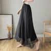 Women's Chiffon Wide Leg Pants Temperament Silky Chiffon Lined Wide Leg Skirt Pants