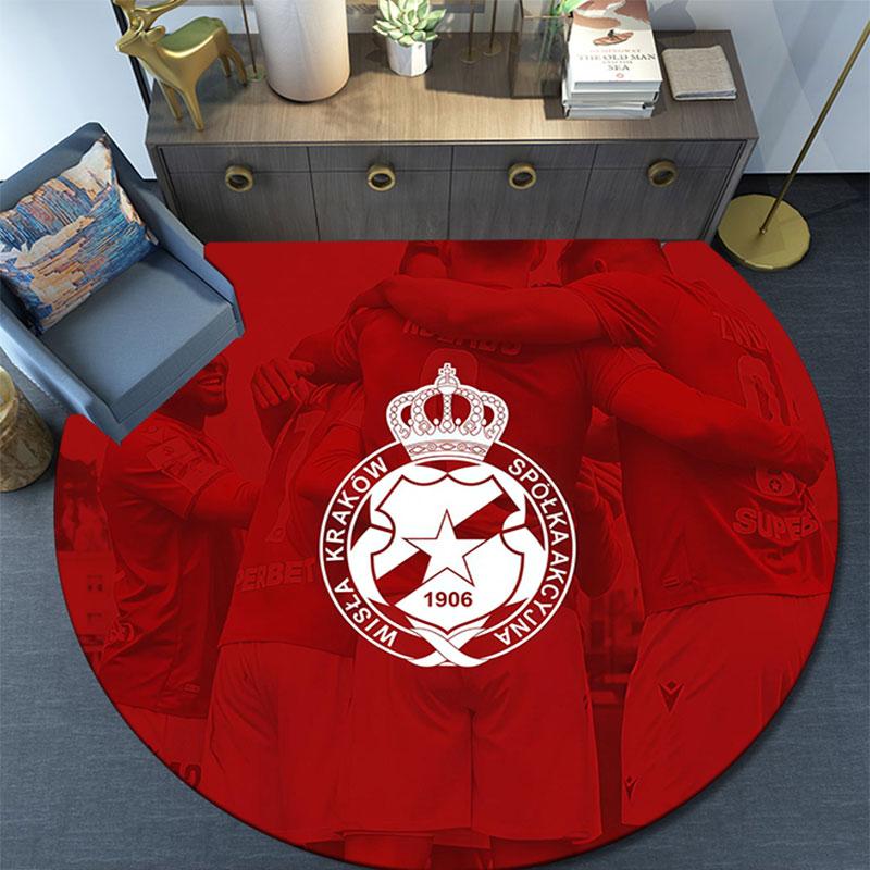 Wisla Krakow logo pattern round rug,Carpet Rug for Living Room Bedroom Playroom ,Non-slip Floor Mat,Holiday Gifts and Birthday Gifts.