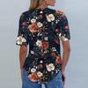 Short Sleeve Womens Tops Summer T-Shirts Floral Print V Neck Casual Basic Tee Button Shirts Tunic Tops