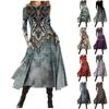 Women's Fashion Casual Printed Round Neck Pullover Slim Fitting Long Sleeve Dress