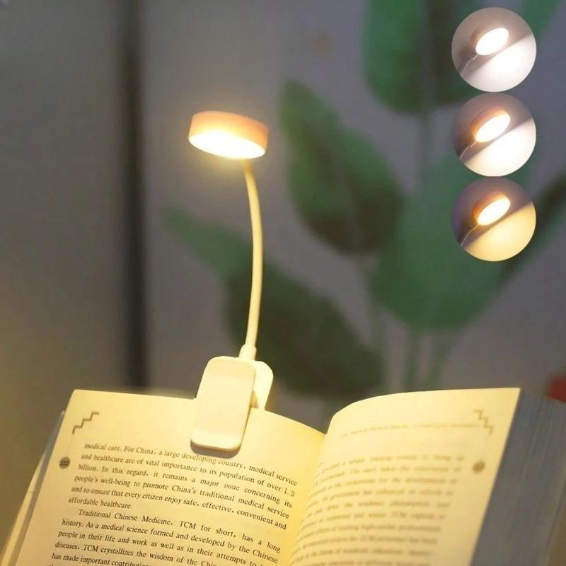 Светодиодная мини-лампа-клипса для книги, перезаряжаемая через USB, лампа для чтения, свет для чтения книги, портативный свет для чтения книги, ночник для чтения в спальне