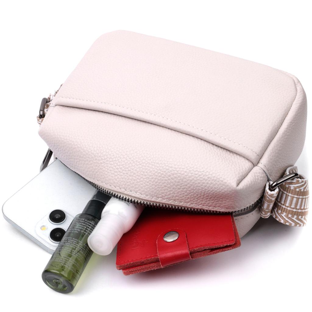 Women's Bag with One Compartment Made of Genuine Leather Vintage 22602 White