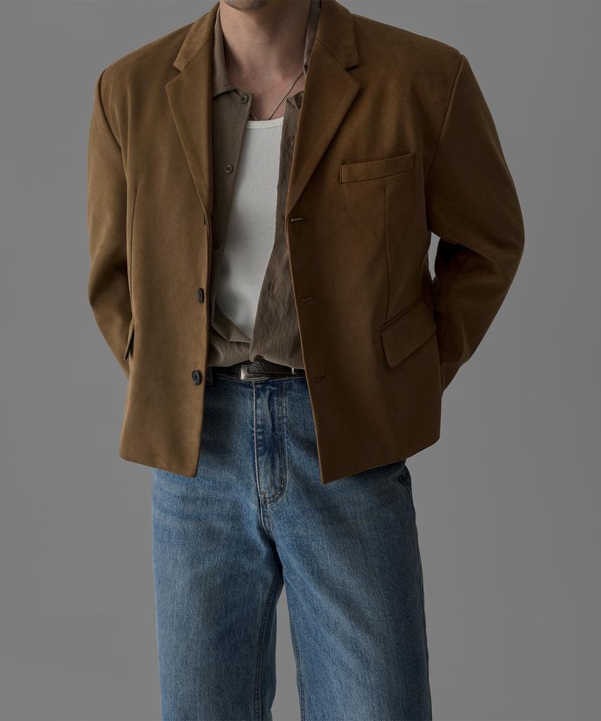 BOWLOW PRODUCT Suede Crop Blazer [Camel]