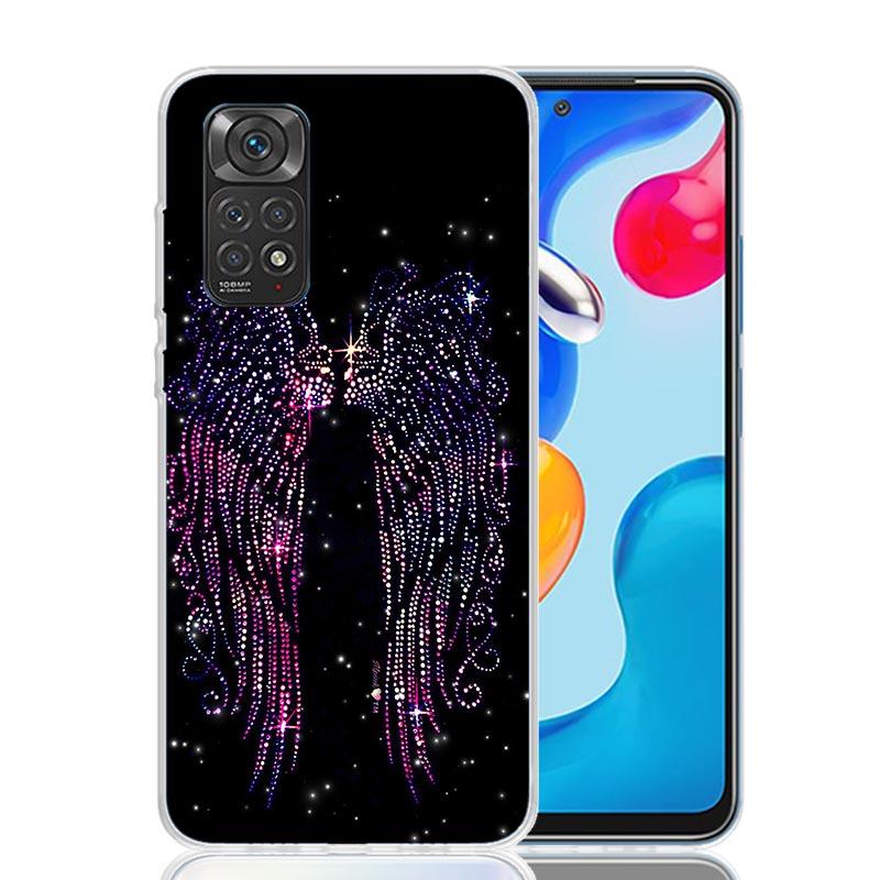 Чехол для телефона с перьями ангельских крыльев для Xiaomi Redmi Note 15 14 13 12S 12 Pro Plus 11S 11E 11 11T 10S 10 Арт Мягкий Чехол с Узором Redmi