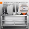 Stainless Steel Sliding Door Kitchen Workbench with Cutting Board and Cabinet Countertop.