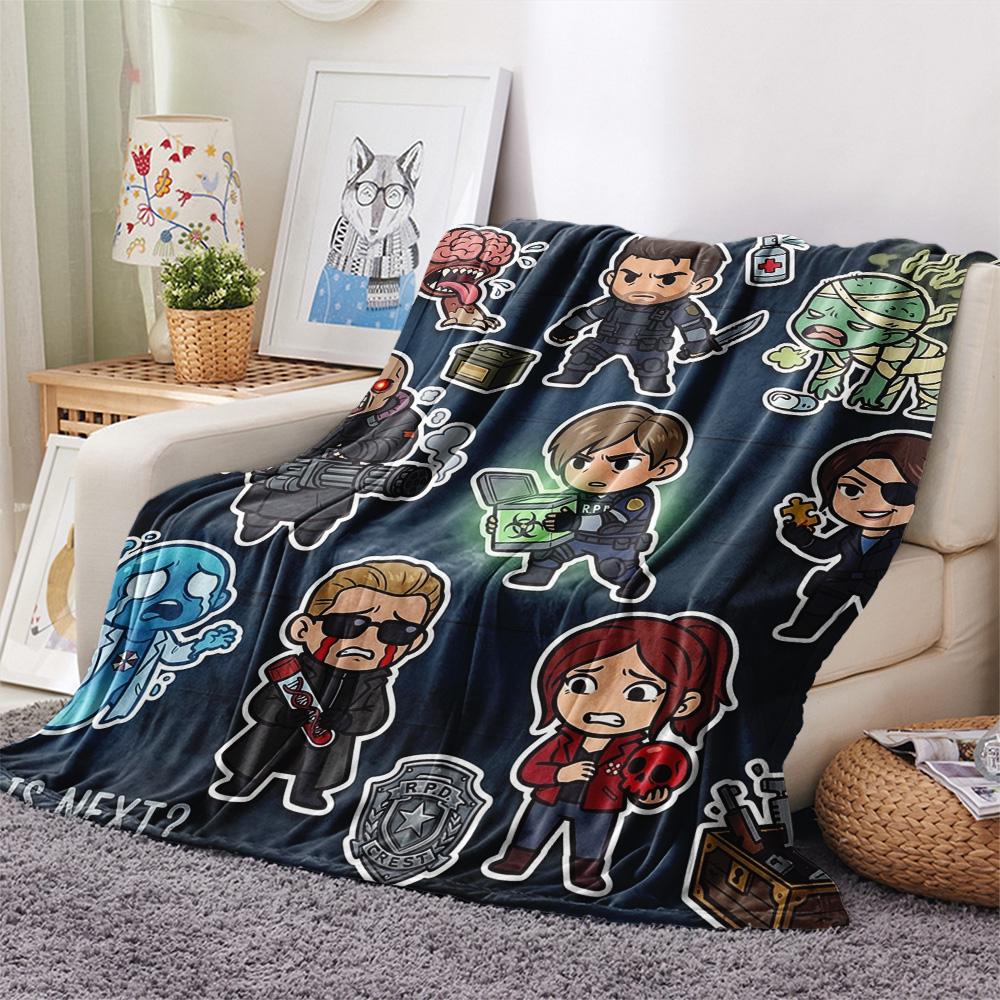 1PC Resident Evil Patterned Flannel Blanket Suitable For All Seasons For Home Decor Warmth And Comfort Gifts Holiday Present