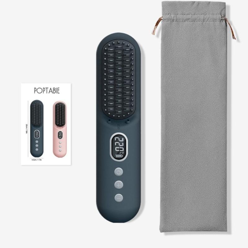 Rechargeable Portable Travel Hair Straightening And Curling Cordless Negative Ion Hair Straightening Comb Dual-Use Styling Tool