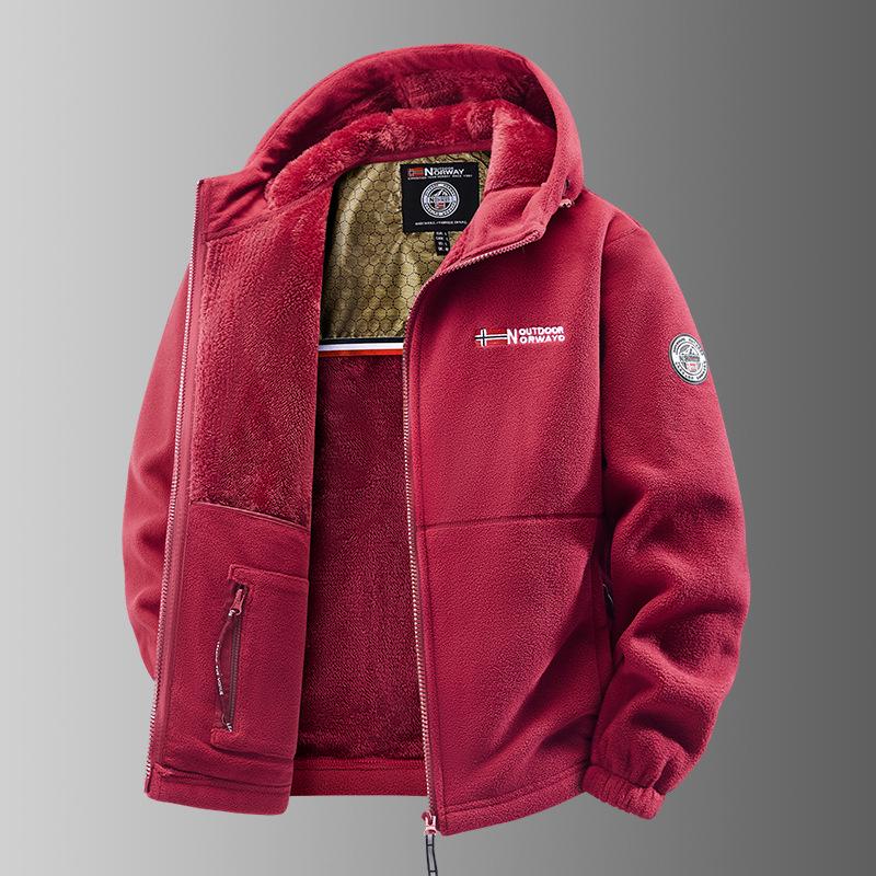 Мужская норвежская куртка из флиса Шерпа, двусторонняя, в стиле business casual, для активного отдыха, с теплым велюром, осенне-зимний стиль, больших размеров.