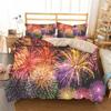 Комплект постельного белья с фейерверками, разноцветные огни, пододеяльник, празднование Рождества, тематическое одеяло, королева, для взрослых, подростков, детей, декор