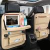 Car Seat Back Organizer with Foldable Table Tray PU Leather Storage Organizer with Pockets Kick Mats Seat Interior Accessories