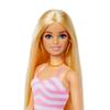 barbie Игровой набор "Кукла на пляже" с розовым полосатым купальником и аксессуарами (Модель HPL73)