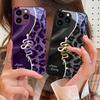 Розовый чехол-бампер со змеиным принтом для IPhone 16 Pro Max 15 Pro 14 13 12 Mini 11 XS Max XR 7 8 Plus SE 2022, закаленное стекло