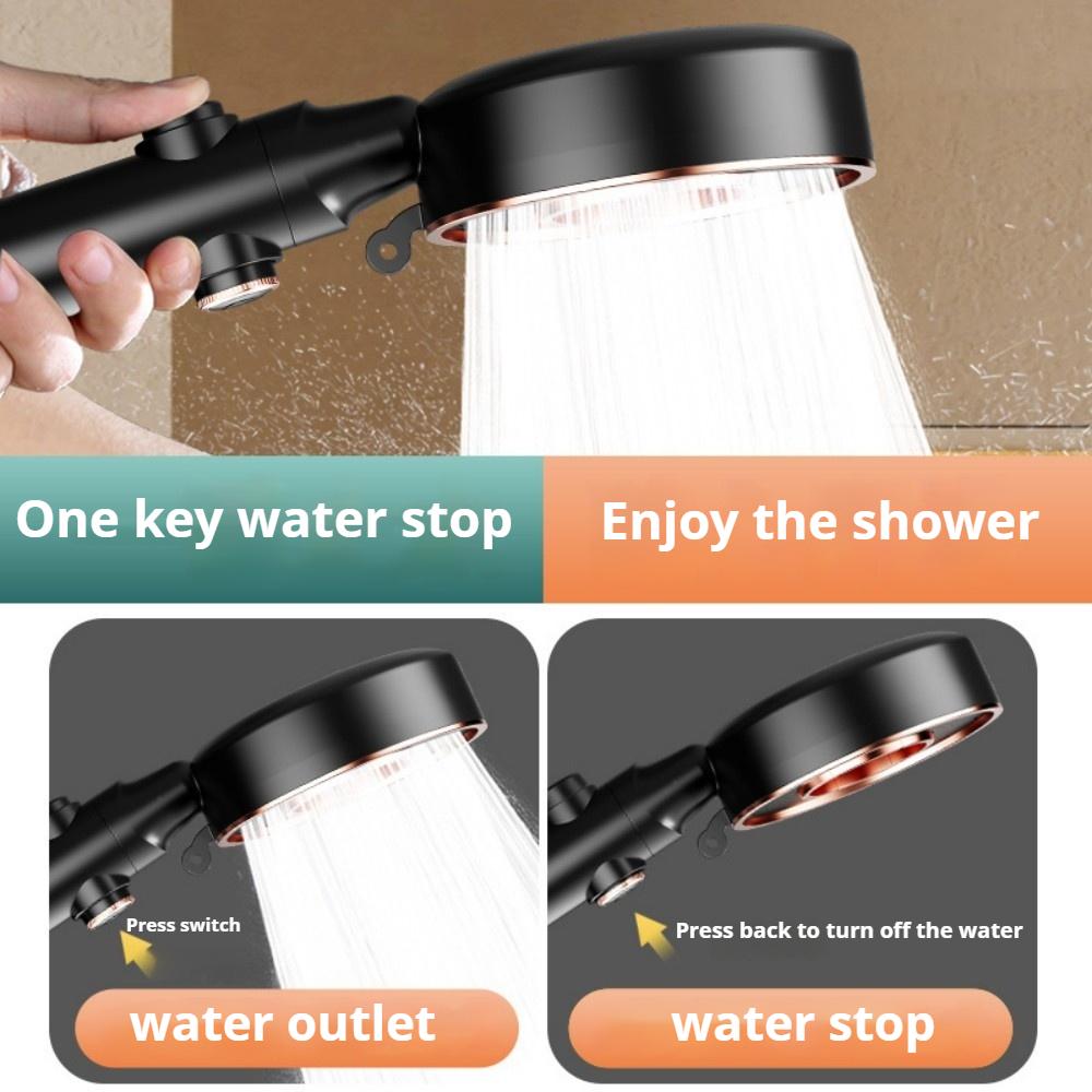 1 шт. Кольцевая душевая лейка высокого давления 3 режима Большой поток Массаж Водосберегающие АБС Ручные душевые лейки с одной кнопкой остановки воды