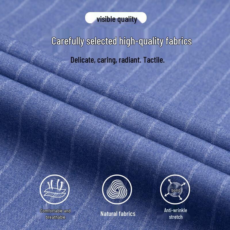 Shanshan Men's Non-Iron Striped Business Casual Long-Sleeve Shirt