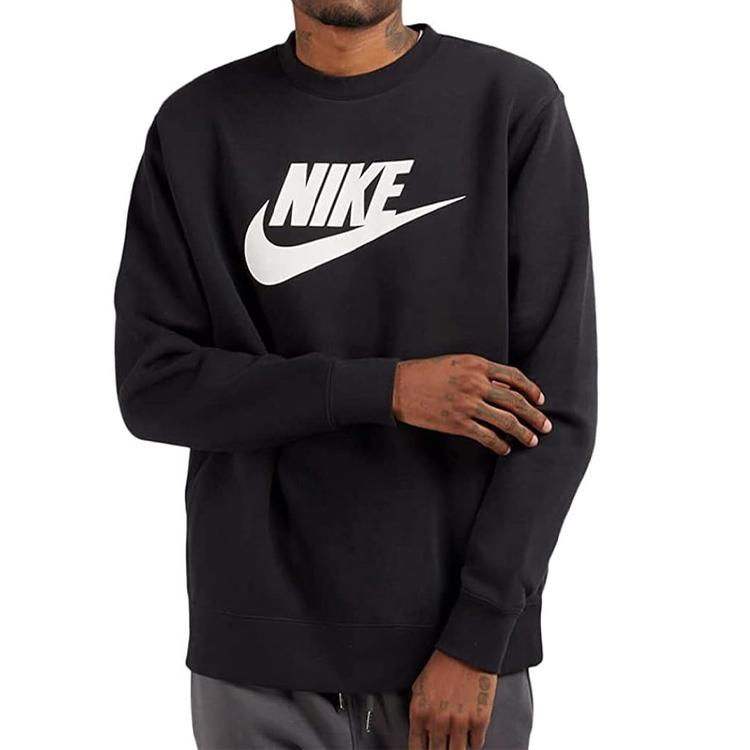Nike Мужская толстовка с круглым вырезом и принтом логотипа SS23, однотонная, черная, DQ4912-010