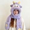 Autumn Winter Plush Cartoon Cute Neck Scarf Multi Functional Creative Stylish Outdoor 3-in-1 Integrated Hat Scarf Gloves Set
