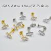 Titanium Alloy G23 ASTM F136 Labret Stud with Inlaid Zircon for Ear Cartilage Piercing