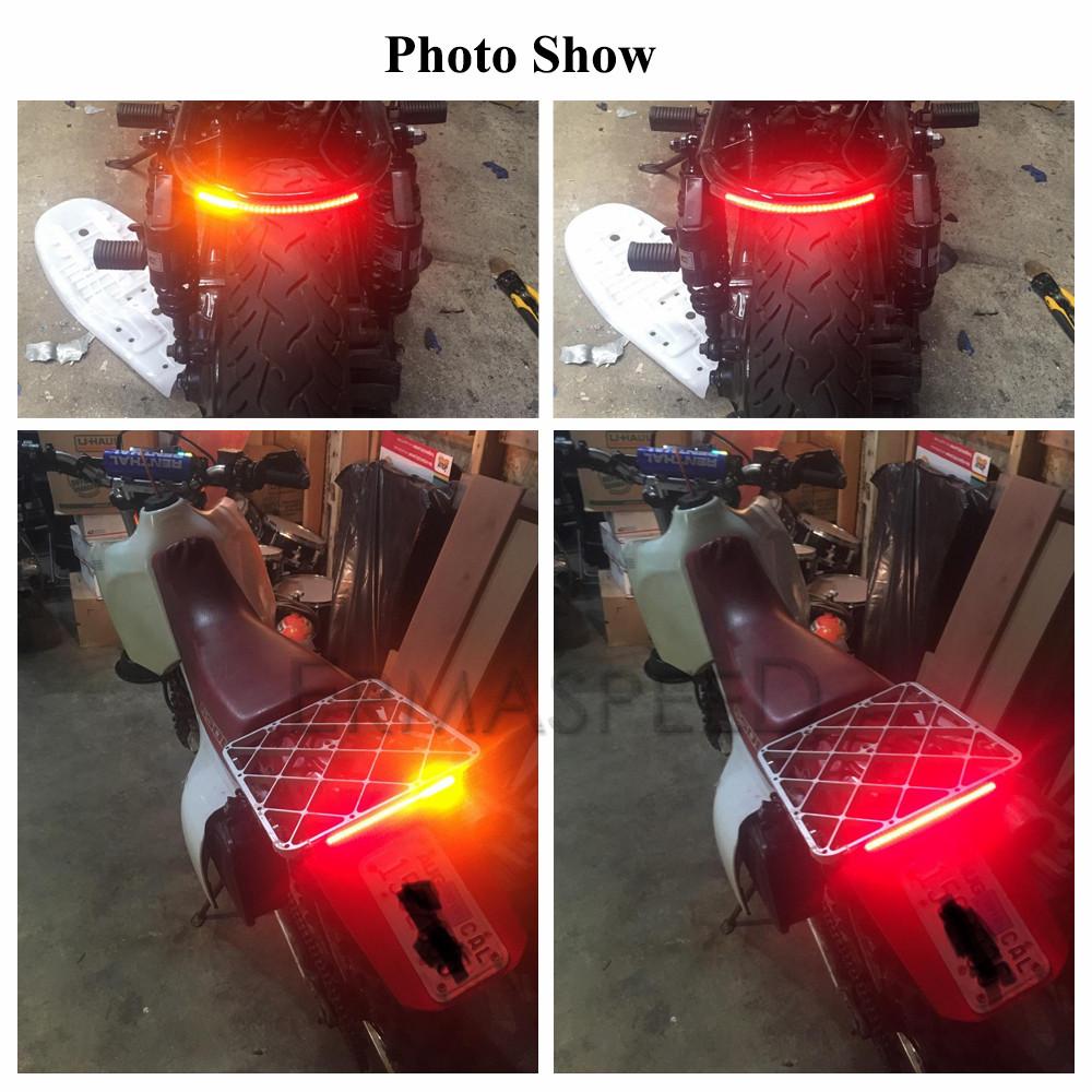 Водонепроницаемый 48 светодиодный светильник для мотоцикла, полоски, красный задний стоп-сигнал для мотоцикла, янтарные указатели поворота, универсальный свет