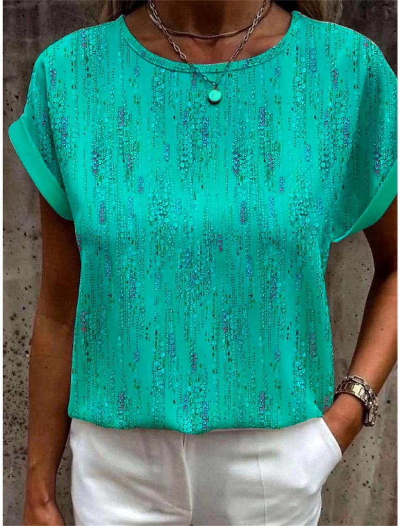 Summer Women's T shirt Tee 3d Print Basic Casual Daily Short Sleeve Tops Fashion Round Neck t shirts for women Simple Design