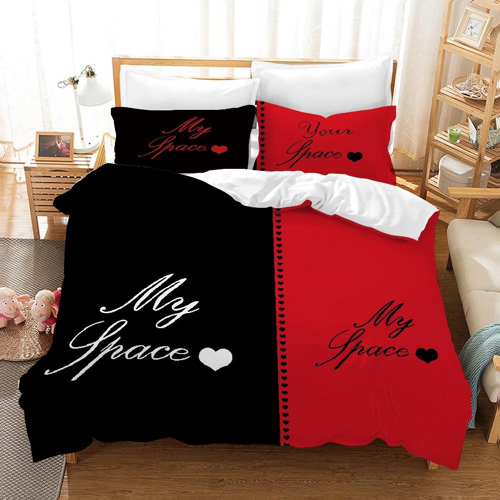 Черно-белый комплект постельного белья с котами для пары Двуспальный пододеяльник+наволочки Размер Квин/Кинг Любовь 2шт/3шт Комплект пододеяльника Mr,mrs Beard