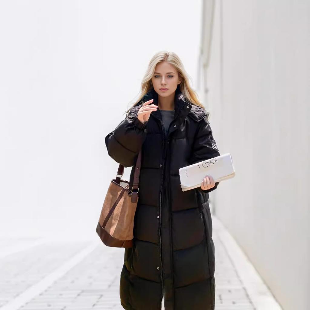 Длинная хлопковая куртка выше колена 2024 года, зимняя новая женская повседневная однотонная парка с капюшоном, пальто для женщин, демисезонная куртка для женщин