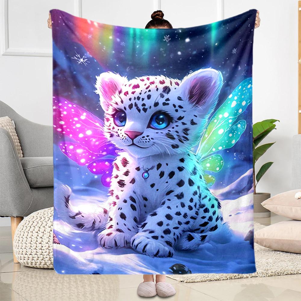 1pc Cute Elephant on Moon Blanket Soft Comfortable Lightweight Perfect for Travel Camping Picnics Sofa Office Bed Living Room Ideal Gift for Friends