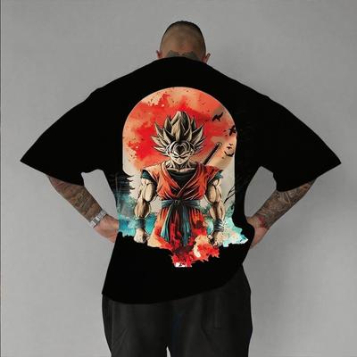 Мужская футболка с коротким рукавом из аниме Dragon Ball 2026 Лето Y2k Уличный рисунок Платье Чистый хлопок Футболка Фитнес Спортивный топ