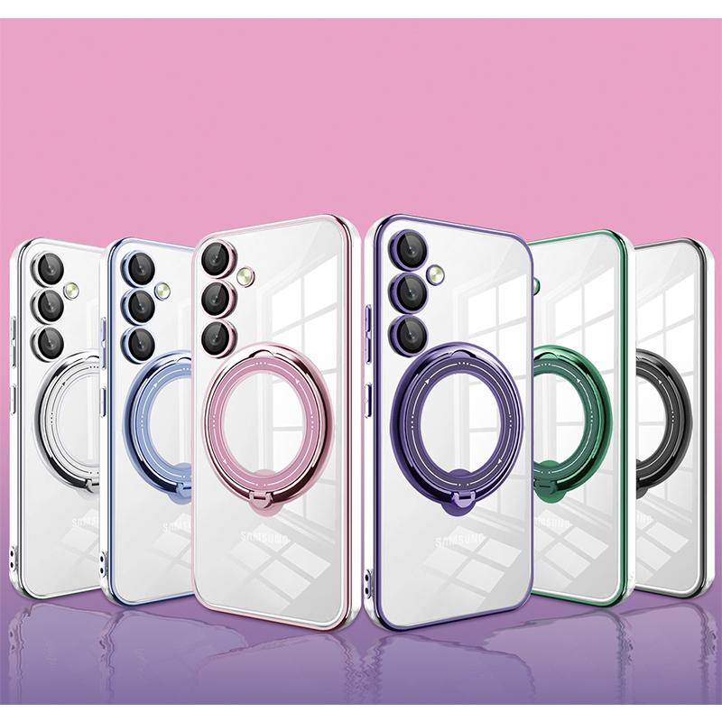 Чехол для телефона Samsung Galaxy A16 A06 A55 A35 A25 A15 A05S Прозрачный чехол из ТПУ с тонким противоударным покрытием и вращающейся на 360° подставкой