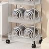 Movable Shelf with Wheels Multi-tiers Storage Rack Rolling Cart Transparent Basket Organizer Trolley for Snacks Cosmetics Bathroom