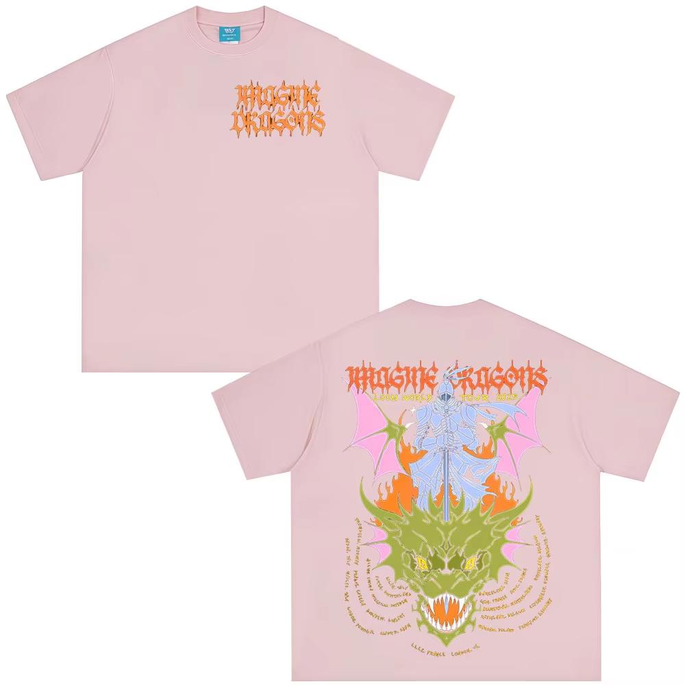 Unisexs Tshirt Imagine Dragons Band Loom World Tour Tshirt Unisex Women Summer Cotton Casual Fashion Short Sleeved Tee Streetwear